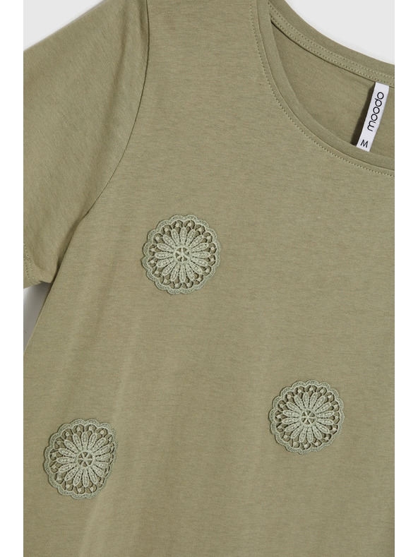 Moodo Damen-Olivfarbenes T-Shirt Moodo