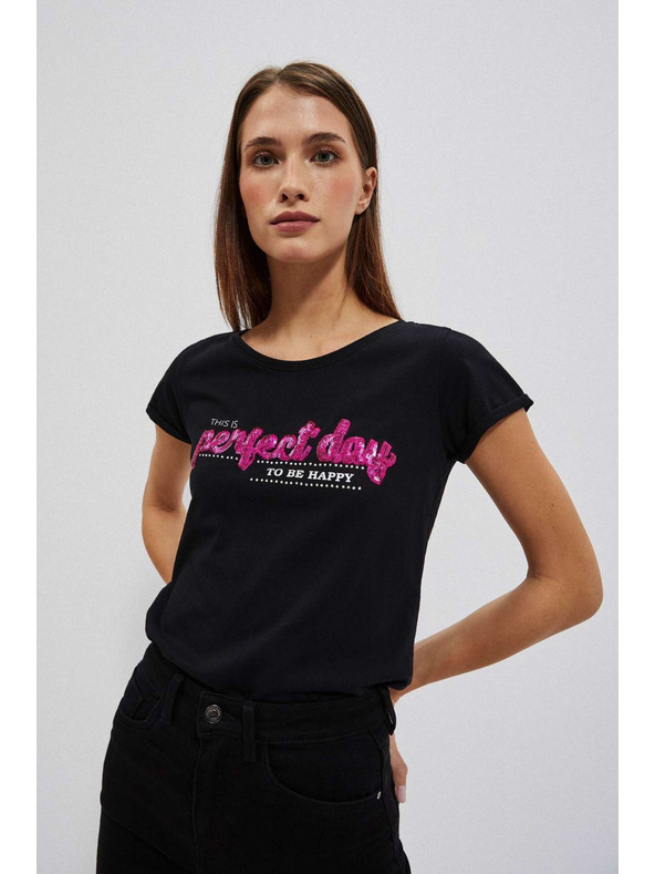 Moodo Damen-T-Shirt L-TS-4020 SCHWARZ Moodo