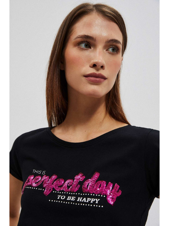 Moodo Damen-T-Shirt L-TS-4020 SCHWARZ Moodo