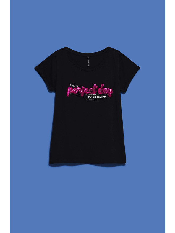 Moodo Damen-T-Shirt L-TS-4020 SCHWARZ Moodo