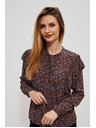 Moodo Braune Damenbluse mit Blumenmuster Moodo