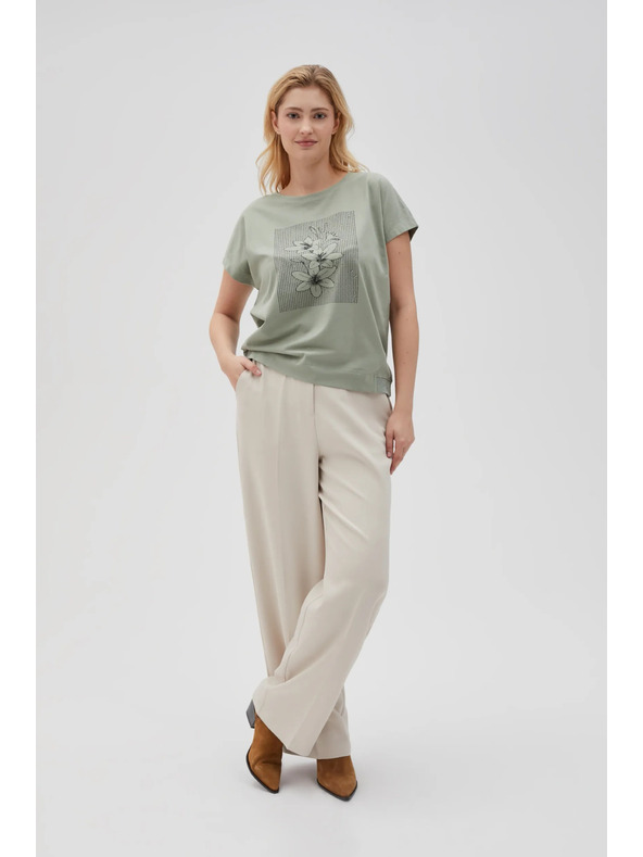 Moodo Damen-Olivfarbenes T-Shirt Moodo