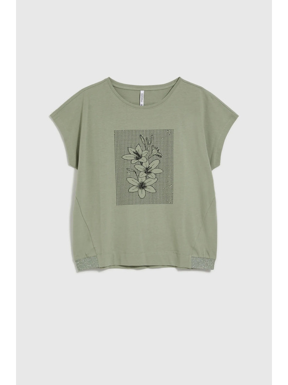 Moodo Damen-Olivfarbenes T-Shirt Moodo