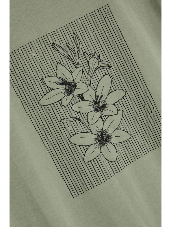 Moodo Damen-Olivfarbenes T-Shirt Moodo