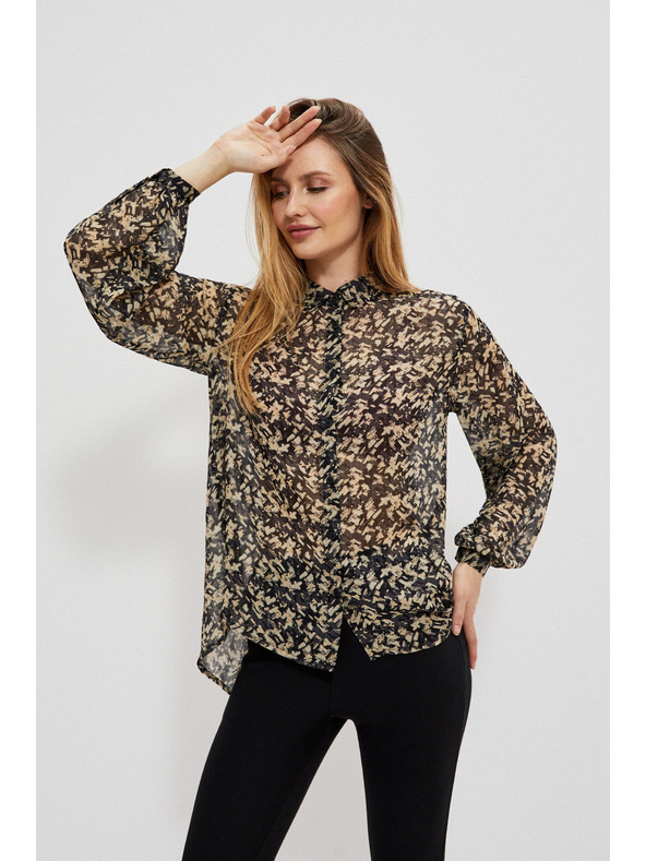 Moodo Beige und schwarz gemustertes Damenshirt Moodo