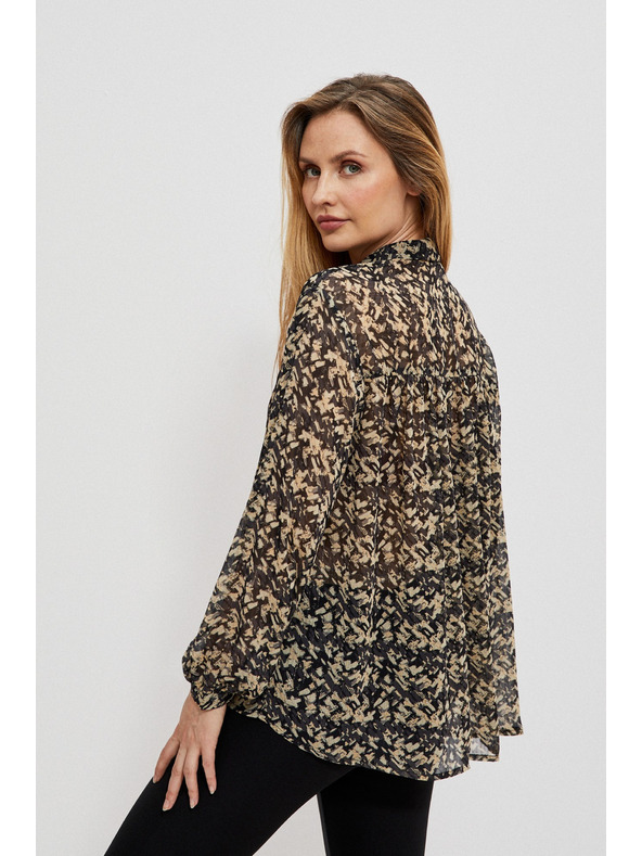 Moodo Beige und schwarz gemustertes Damenshirt Moodo