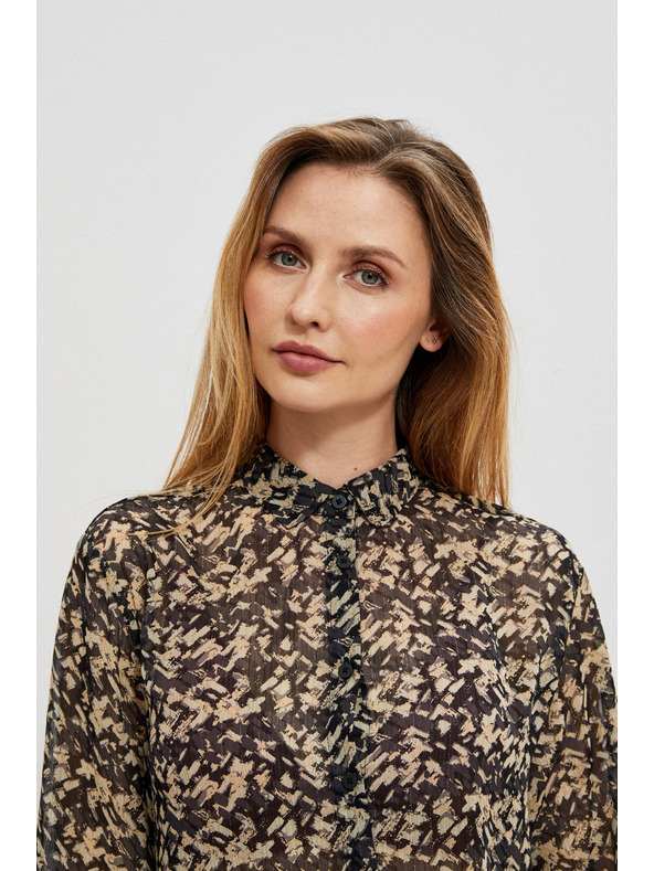 Moodo Beige und schwarz gemustertes Damenshirt Moodo