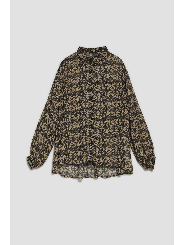 Moodo Beige und schwarz gemustertes Damenshirt Moodo