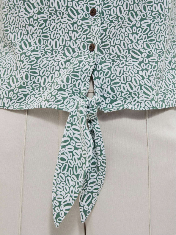 Moodo Weiß-grün gemustertes Damenhemd Moodo