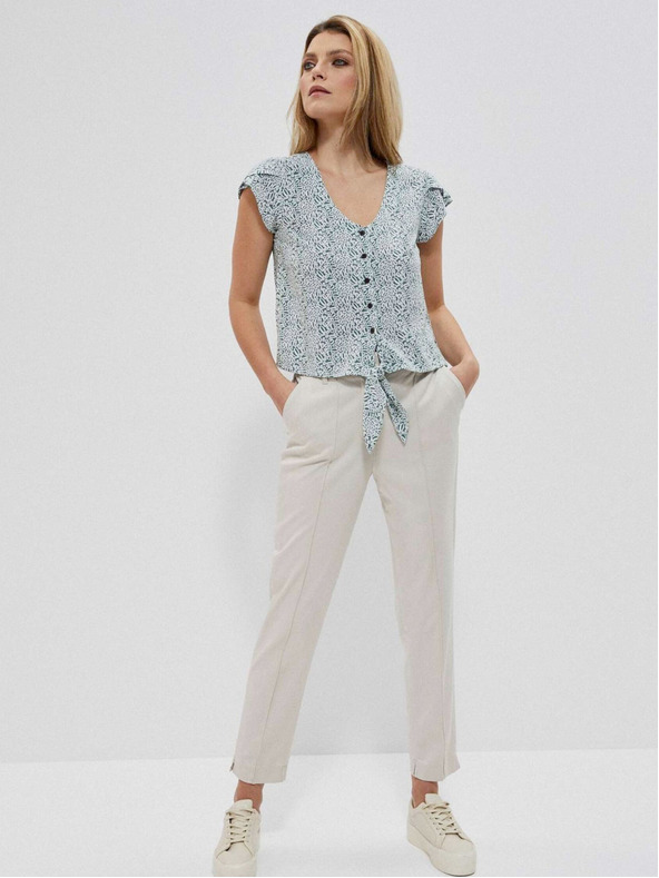 Moodo Weiß-grün gemustertes Damenhemd Moodo