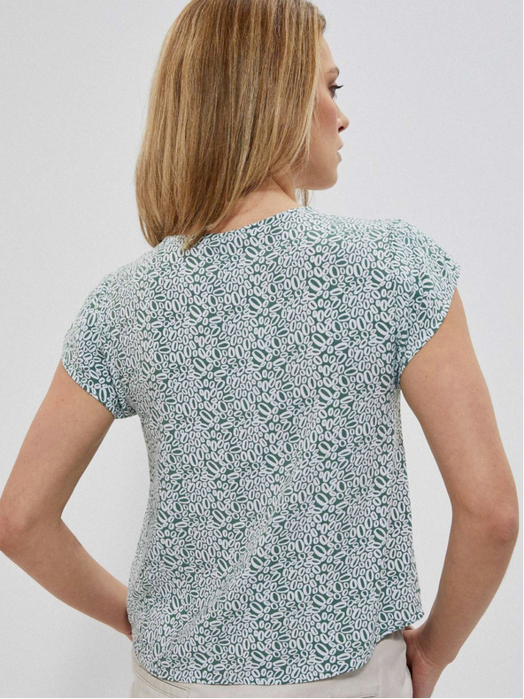 Moodo Weiß-grün gemustertes Damenhemd Moodo