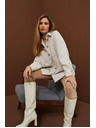 Moodo Beige und cremefarbenes Damen-Karohemd Moodo
