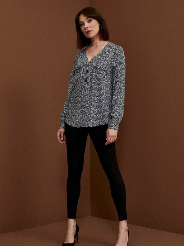 Moodo Schwarz-weiß gemusterte Damenbluse Moodo