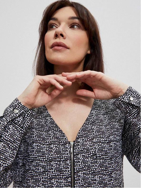 Moodo Schwarz-weiß gemusterte Damenbluse Moodo