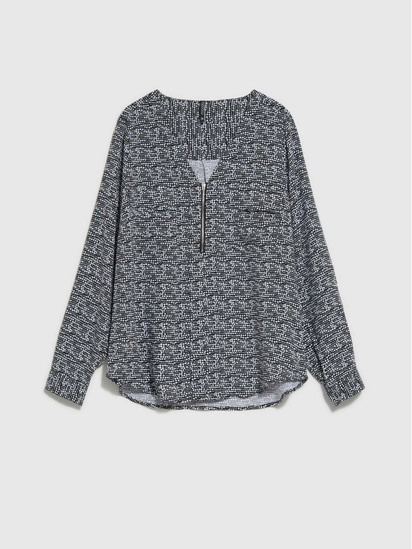 Moodo Schwarz-weiß gemusterte Damenbluse Moodo