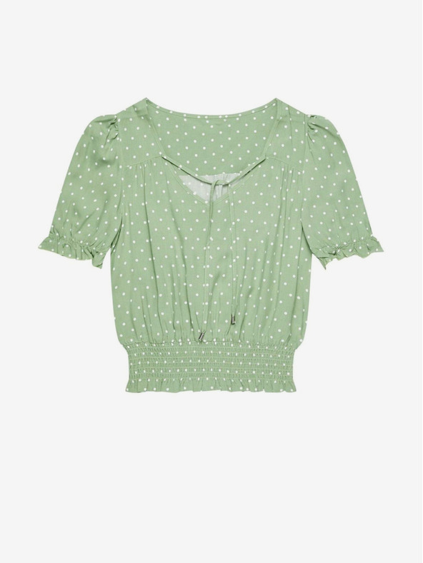 Moodo Grüne Damen-Polka-Dot-Bluse Moodo