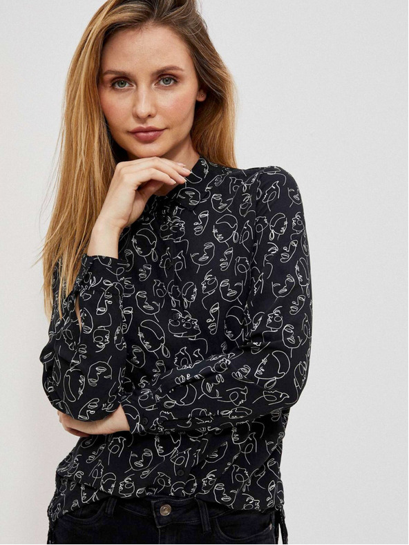 Moodo Schwarzes Moodo gemustertes Damen-Shirt