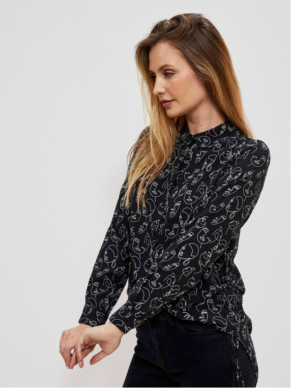 Moodo Schwarzes Moodo gemustertes Damen-Shirt