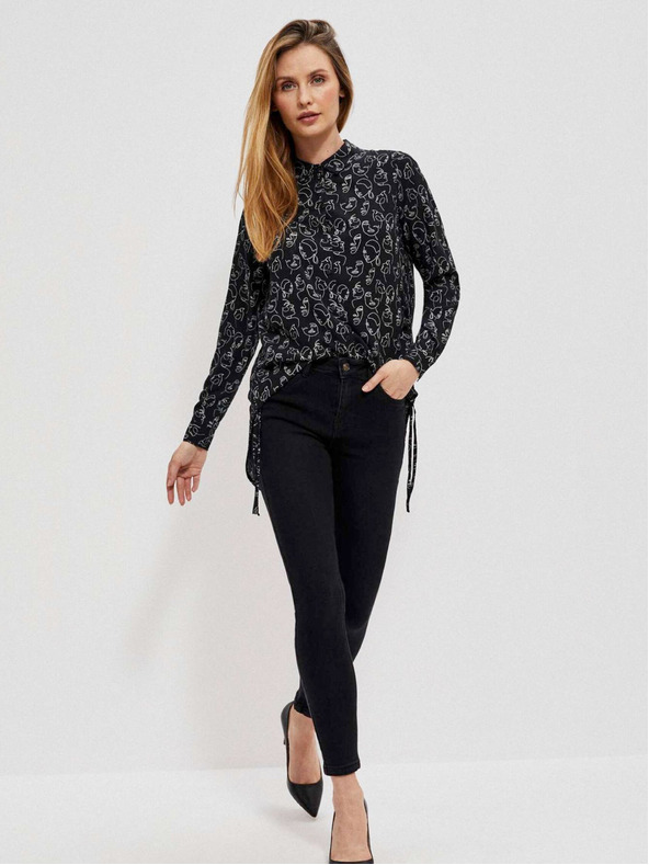 Moodo Schwarzes Moodo gemustertes Damen-Shirt
