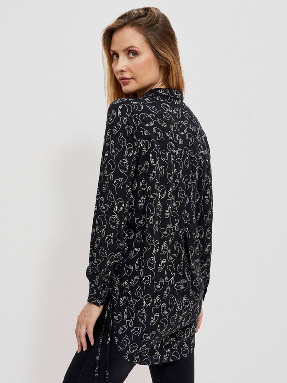 Moodo Schwarzes Moodo gemustertes Damen-Shirt
