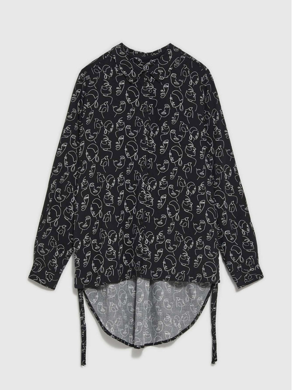 Moodo Schwarzes Moodo gemustertes Damen-Shirt