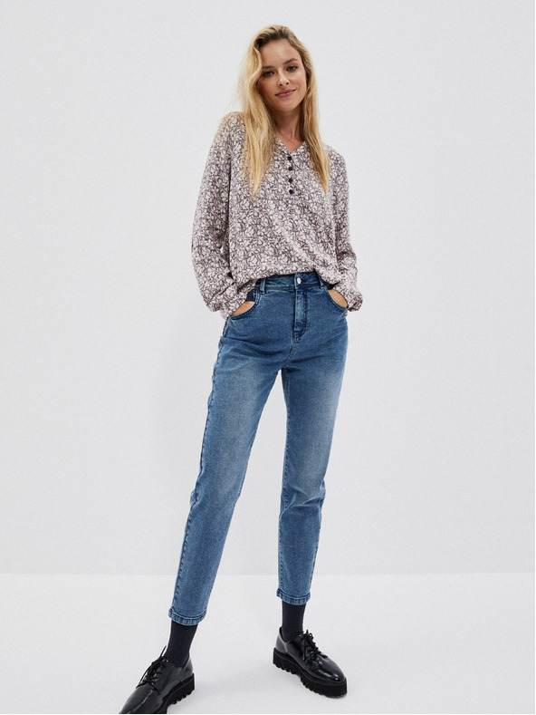 Moodo Moodo weiß-grau gemustertes Damen-Shirt