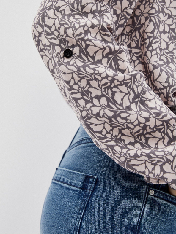 Moodo Moodo weiß-grau gemustertes Damen-Shirt