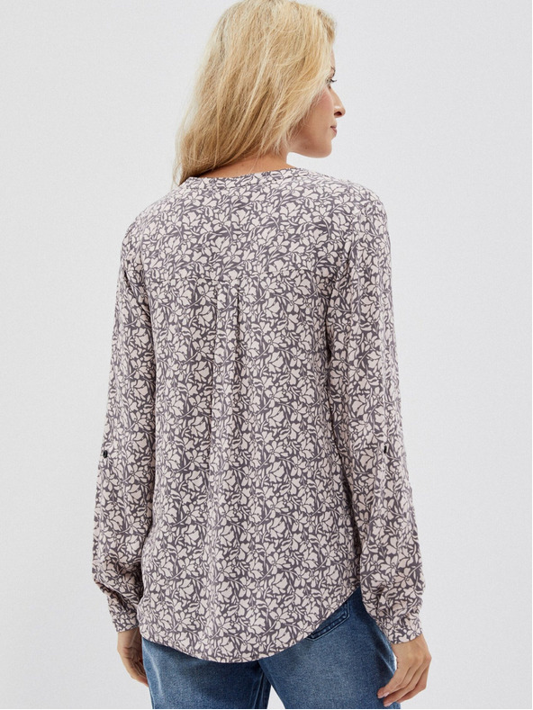 Moodo Moodo weiß-grau gemustertes Damen-Shirt