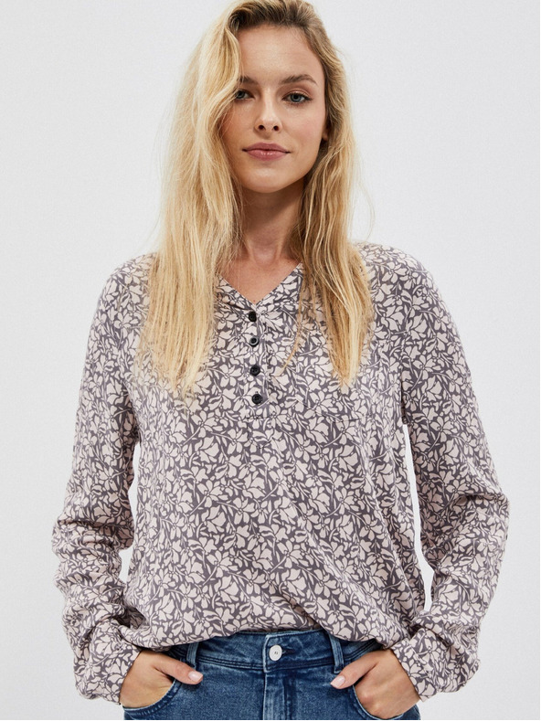 Moodo Moodo weiß-grau gemustertes Damen-Shirt