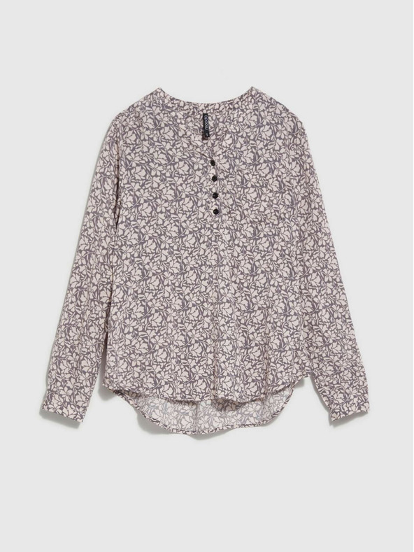 Moodo Moodo weiß-grau gemustertes Damen-Shirt