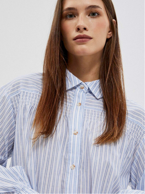 Moodo Weiß und blau gestreiftes Damenshirt Moodo