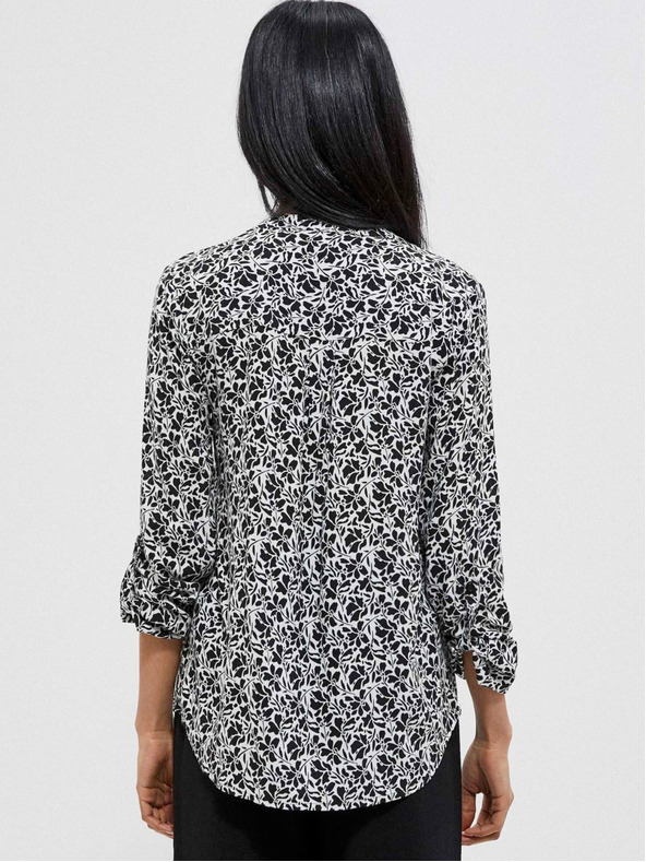Moodo Weißes und schwarzes Damen-Blumenhemd Moodo