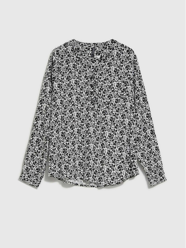 Moodo Weißes und schwarzes Damen-Blumenhemd Moodo