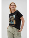 Moodo Damen-Schwarzes T-Shirt Moodo