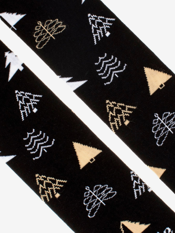 Fusakle Schwarze gemusterte Socken für Frauen Fusakle Trees in Winter