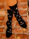 Fusakle Schwarze gemusterte Socken für Frauen Fusakle Trees in Winter