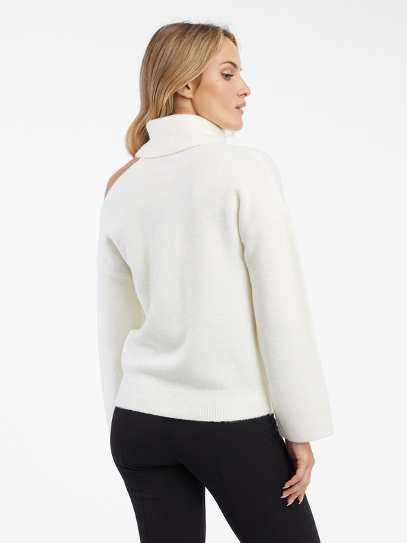 Orsay Cremefarbener Damen-Rollkragenpullover mit Ausschnitt ORSAY