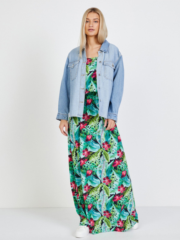 numoco Grün gemustertes Maxikleid Numoco