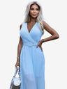 numoco Plisseekleid mit breitem Gürtel und Ausschnitt - hellblau Numoco