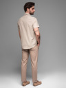 Ombre Clothing Herren Kurzarmhemd mit kubanischem Kragen Beige Ombre Kleidung