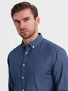 Ombre Clothing Gemustertes Jeanshemd für Herren mit Tasche - blau Ombre Clothing
