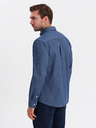 Ombre Clothing Gemustertes Jeanshemd für Herren mit Tasche - blau Ombre Clothing