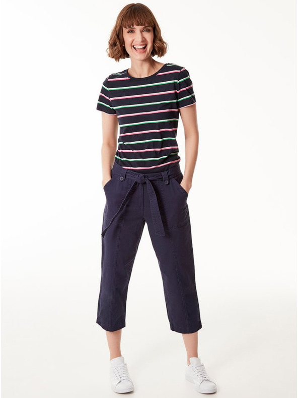 M&Co Dunkelblaue Damen-Dreiviertelhose mit Krawatte M&Co