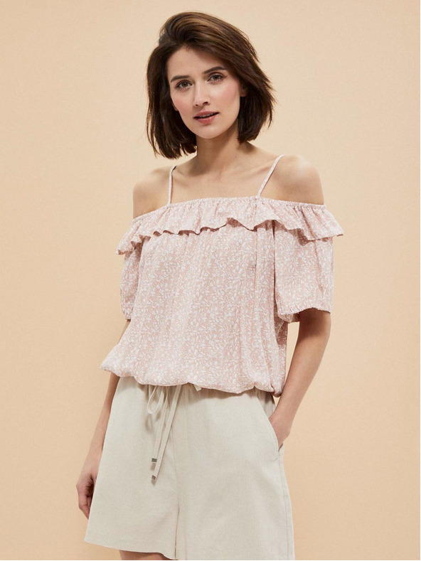 Moodo Hellrosa Damen gemusterte Bluse Moodo