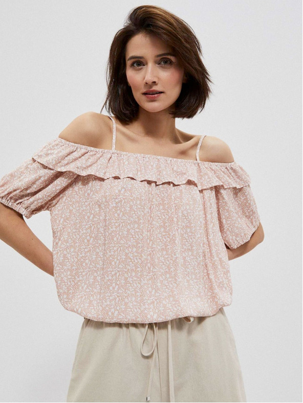 Moodo Hellrosa Damen gemusterte Bluse Moodo