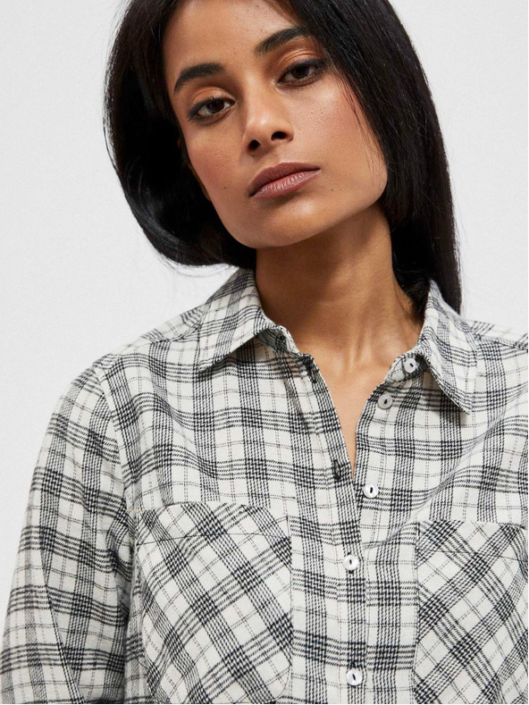 Moodo Schwarz-weiß kariertes Damenhemd Moodo