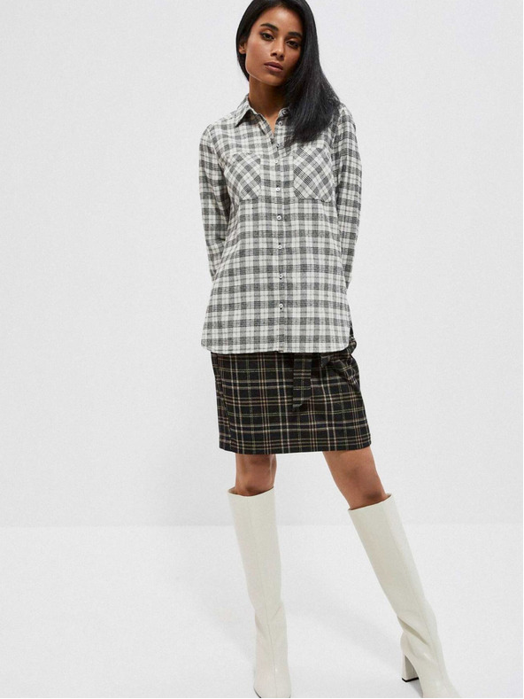 Moodo Schwarz-weiß kariertes Damenhemd Moodo