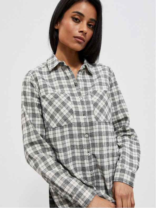 Moodo Schwarz-weiß kariertes Damenhemd Moodo