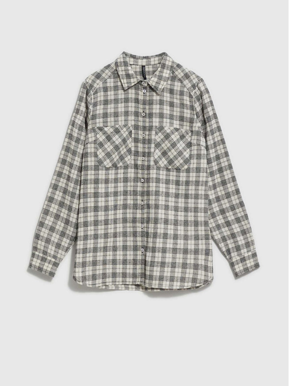 Moodo Schwarz-weiß kariertes Damenhemd Moodo