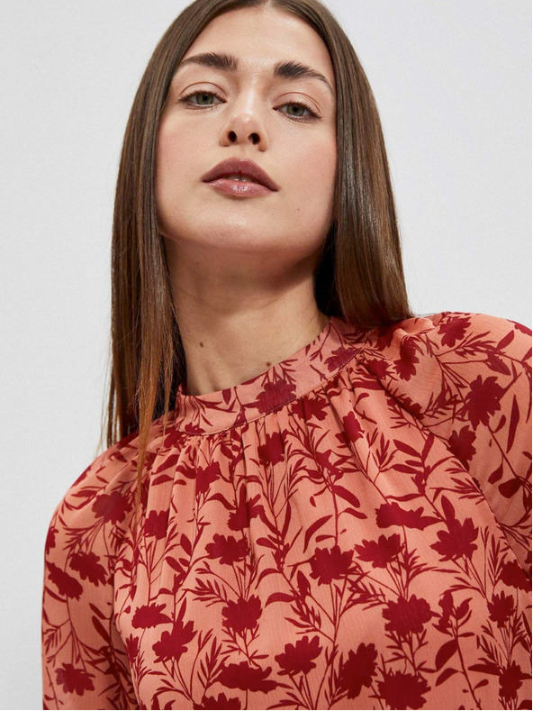 Moodo Weinorange Damen-Blumenbluse Moodo